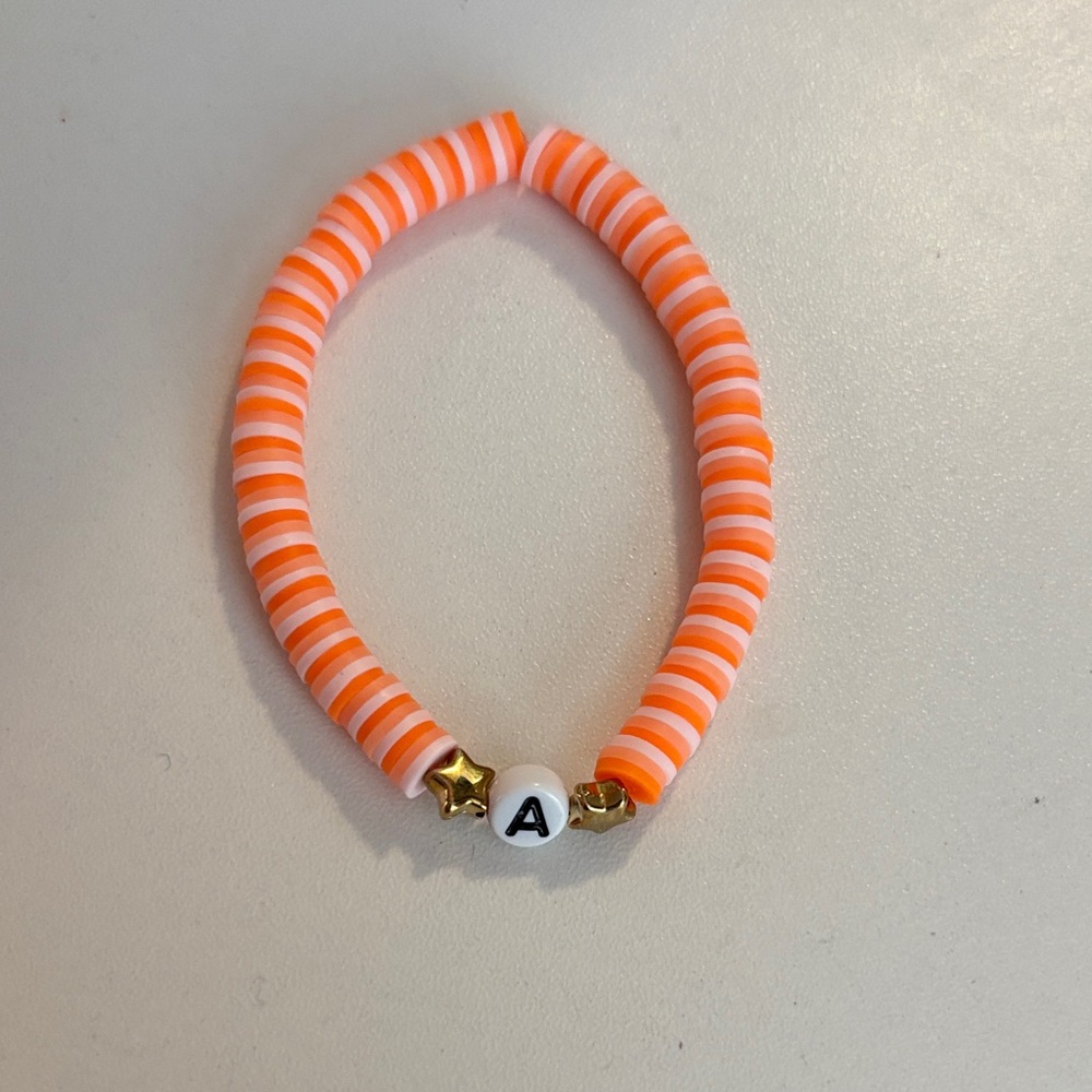 Orange and White Kids Beaded Bracelet